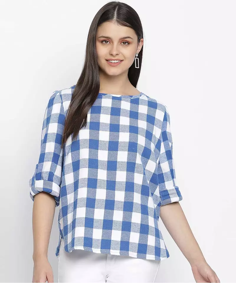 Happer blues briush check women top