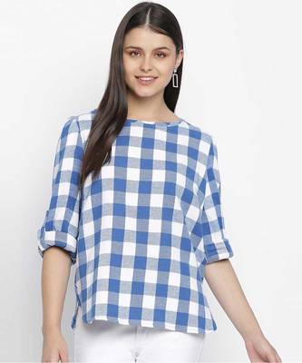 Happer blues briush check women top 1