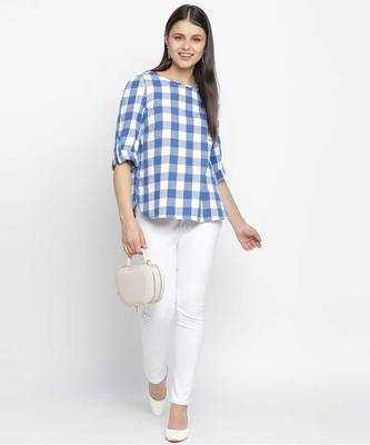 Happer blues briush check women top 2