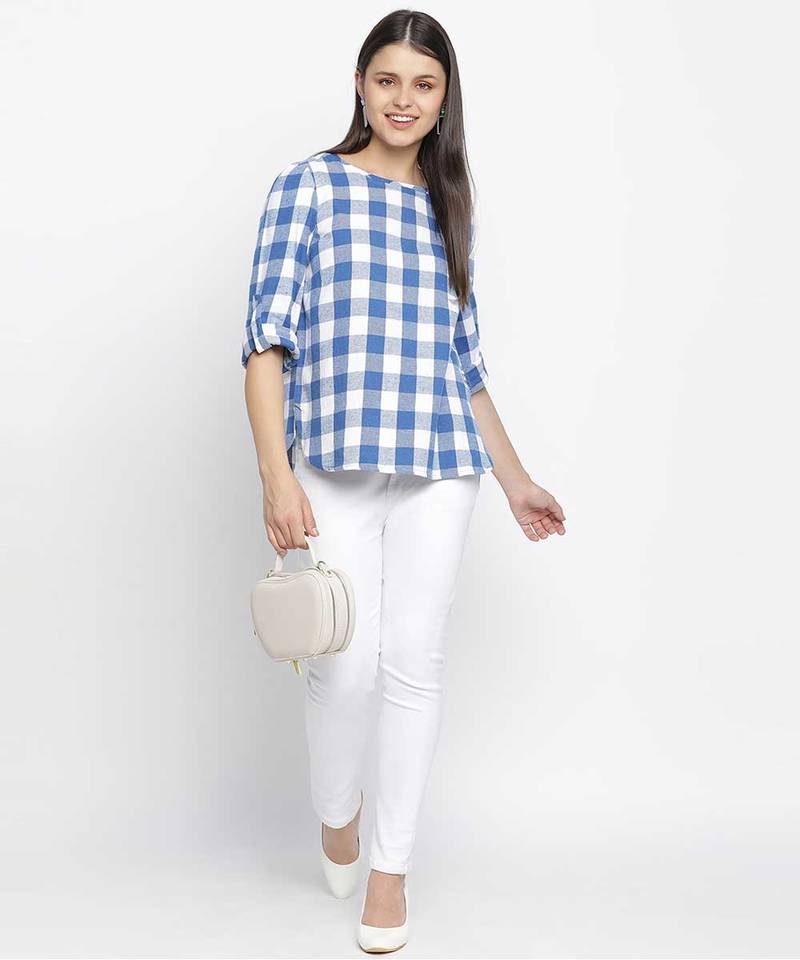 Happer blues briush check women top