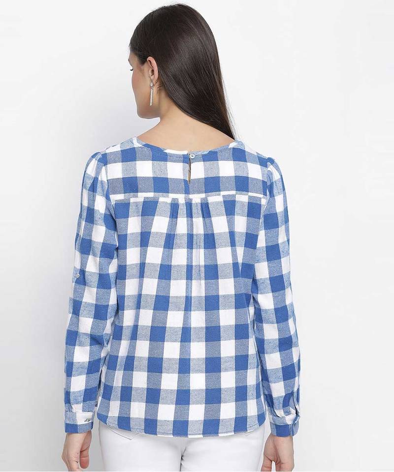 Happer blues briush check women top