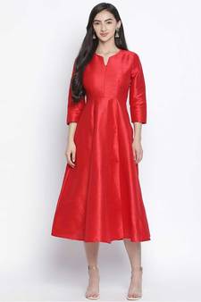 Red glam Dupion silk women long dress