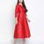 Red glam Dupion silk women long dress