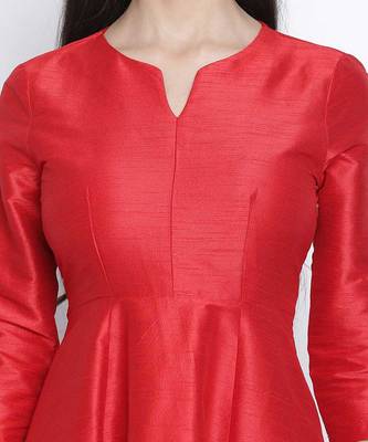 Red glam Dupion silk women long dress 5