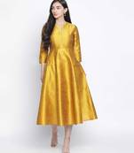 Glitter Gold Dupion silk women long dress