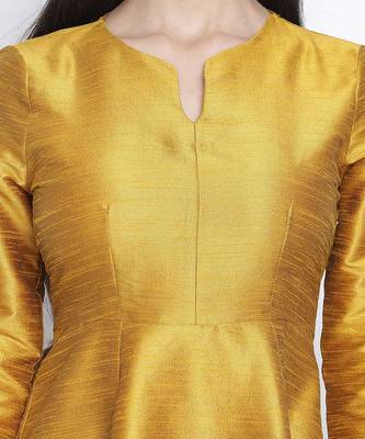 Glitter Gold Dupion silk women long dress 5