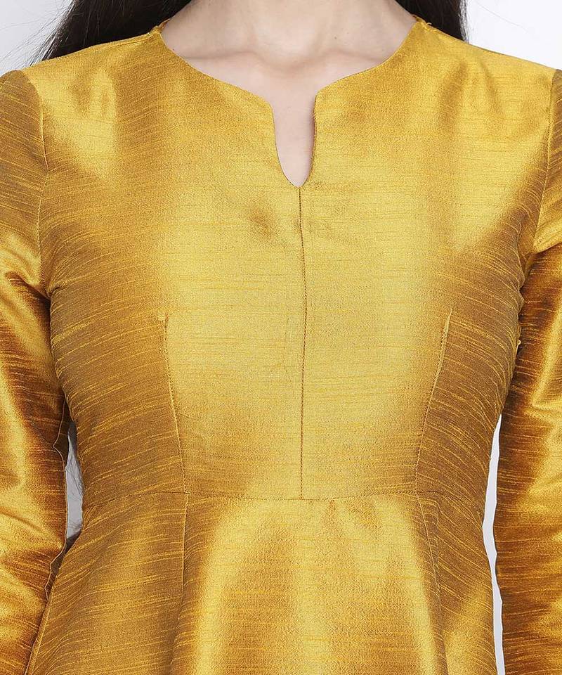 Glitter Gold Dupion silk women long dress
