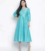 Glazing Turq Dupion silk women long dress
