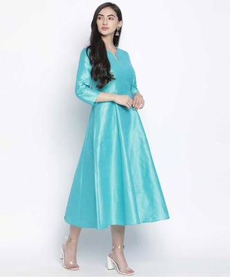 Glazing Turq Dupion silk women long dress 3