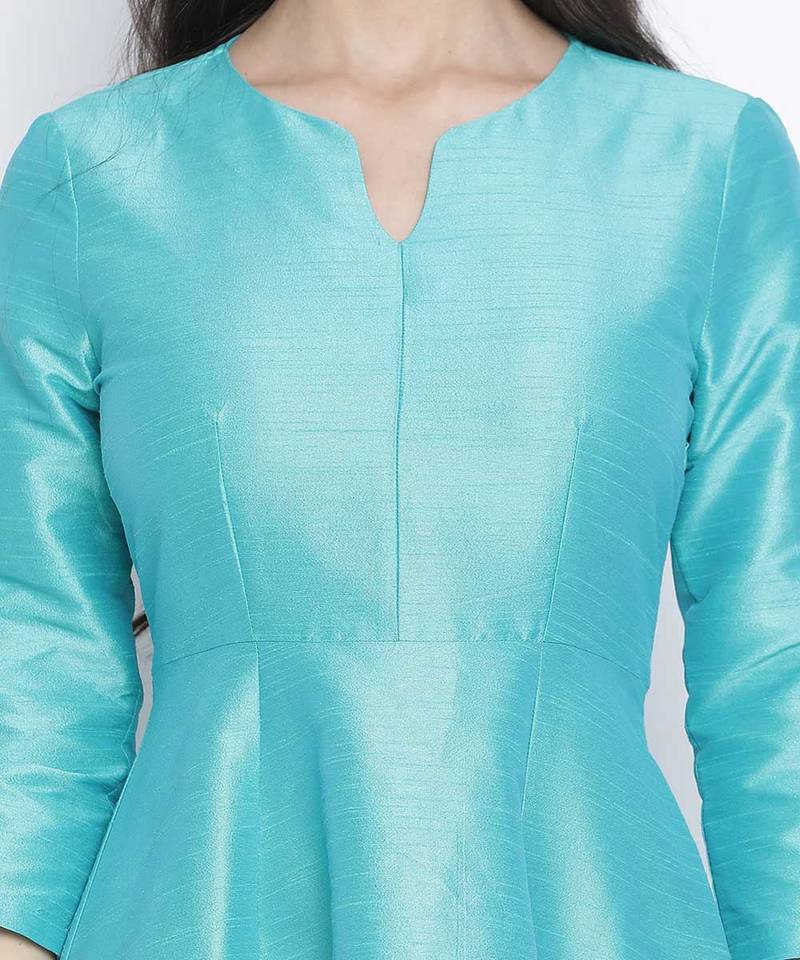 Glazing Turq Dupion silk women long dress