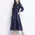 Lazzle navy blue Dupion silk women long dress