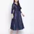 Lazzle navy blue Dupion silk women long dress