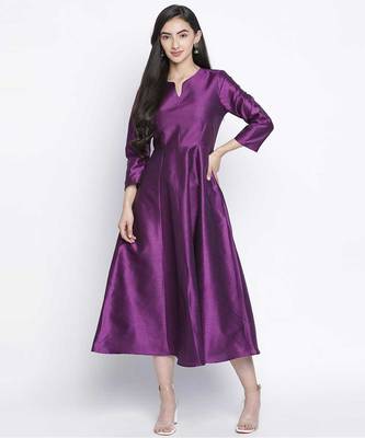 Pappzi purple Dupion silk women long dress 1