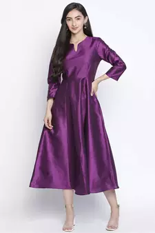 Pappzi purple Dupion silk women long dress