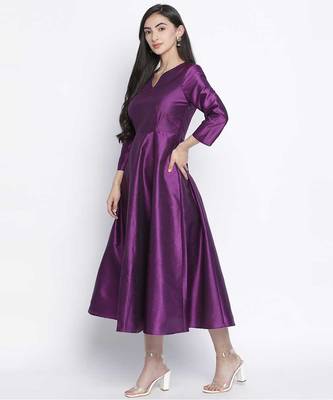 Pappzi purple Dupion silk women long dress 2