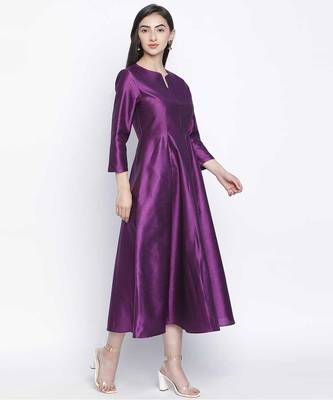 Pappzi purple Dupion silk women long dress 3