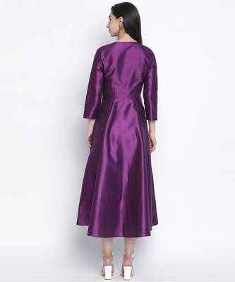 Pappzi purple Dupion silk women long dress 4