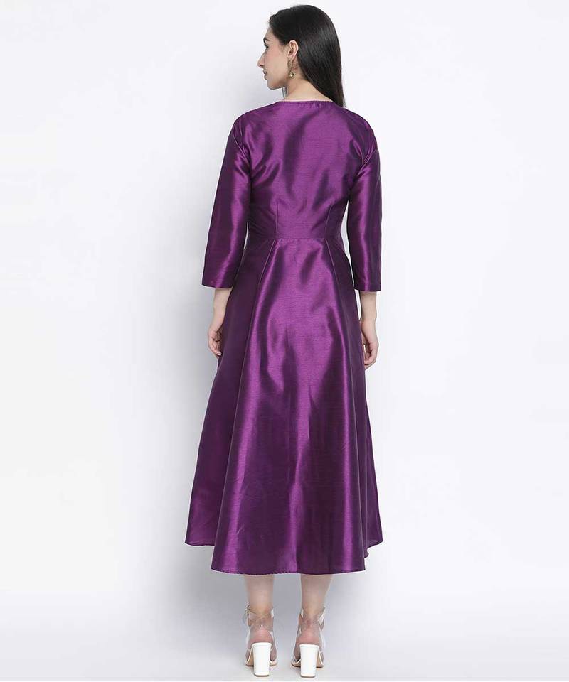 Pappzi purple Dupion silk women long dress