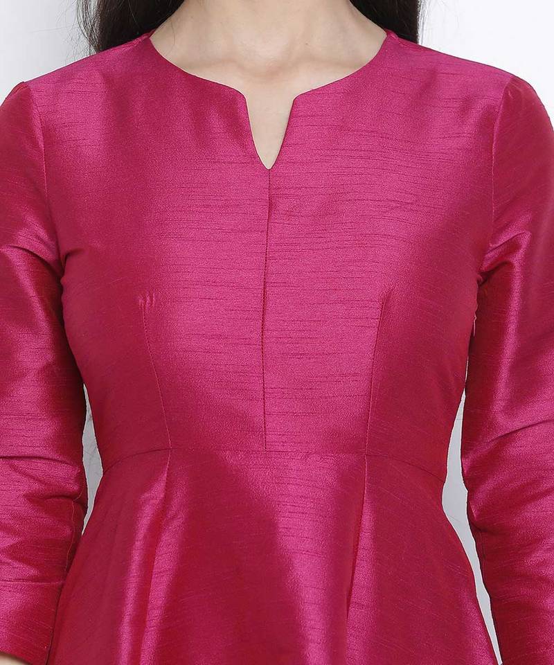 Razzle pink Dupion silk women long dress