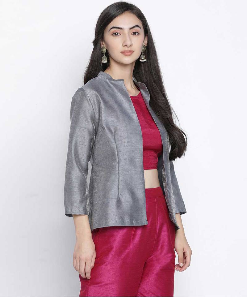 Econic grey Dupion silk women shurg