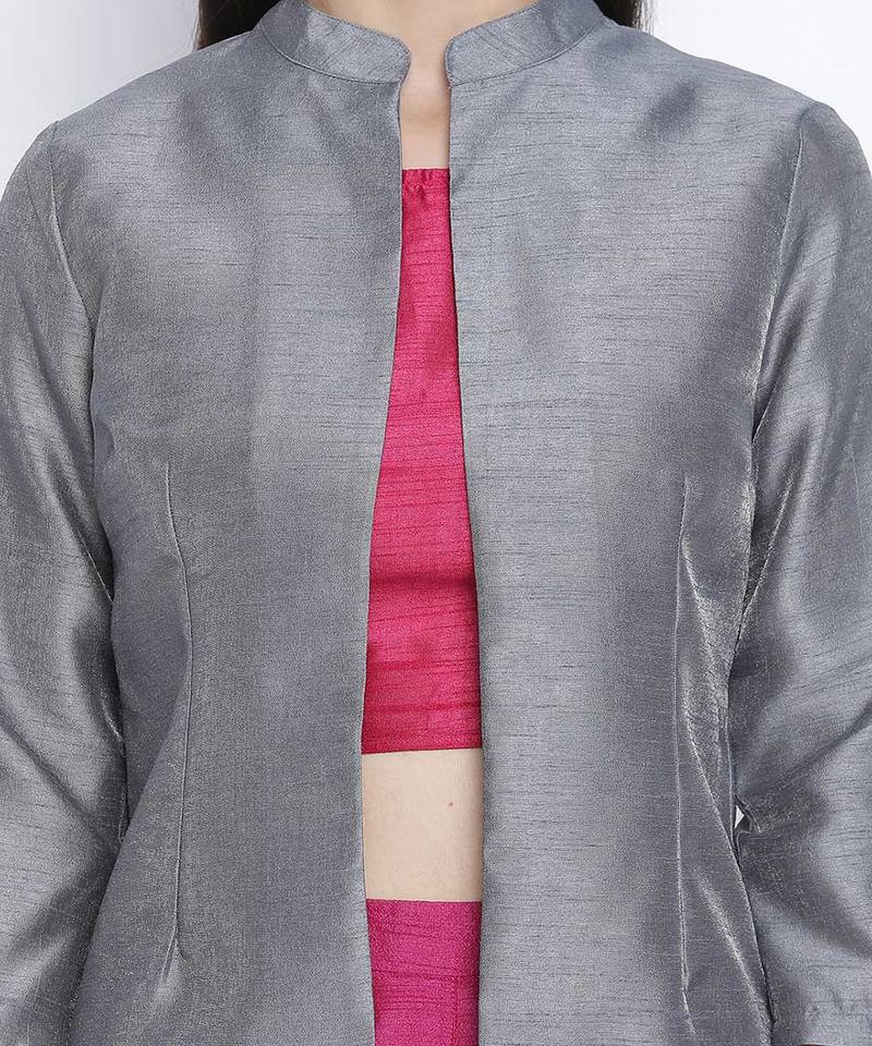 Econic grey Dupion silk women shurg