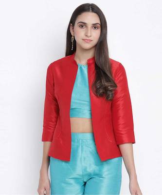 Flored Red Dupion silk women shrug 1