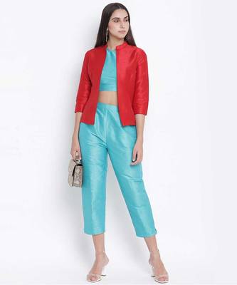 Flored Red Dupion silk women shrug 2