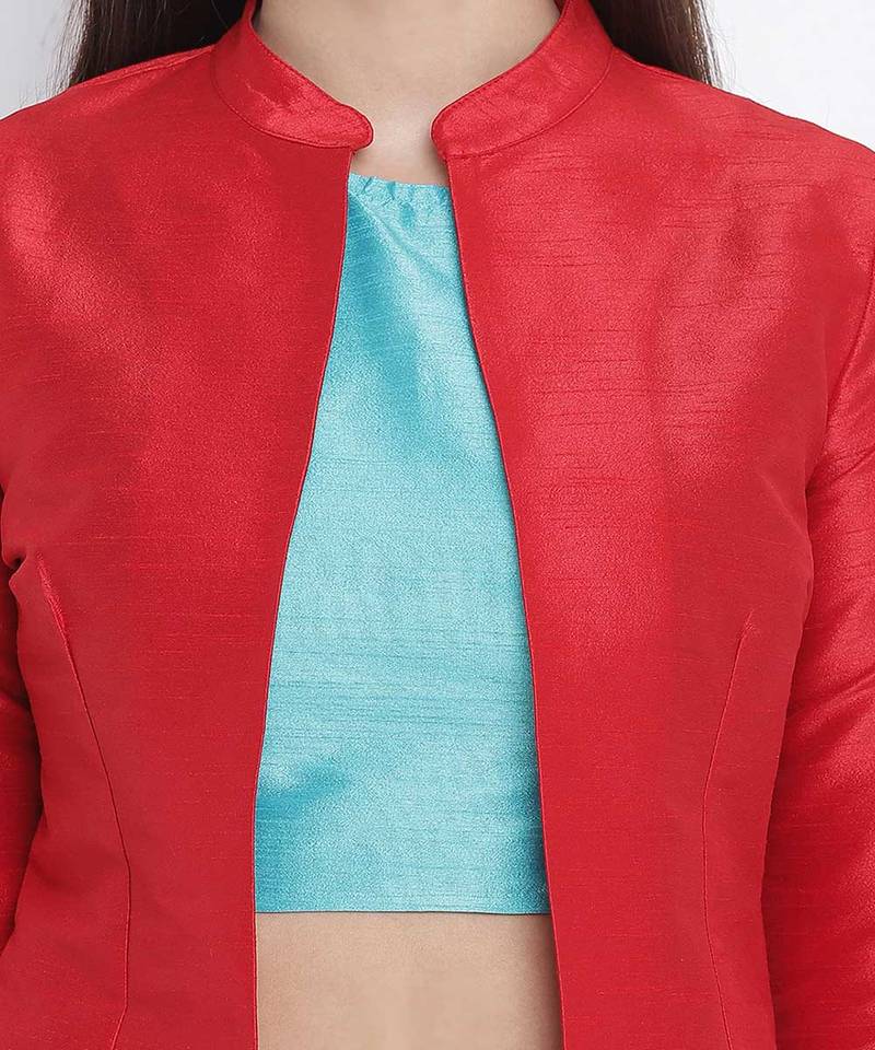 Flored Red Dupion silk women shrug
