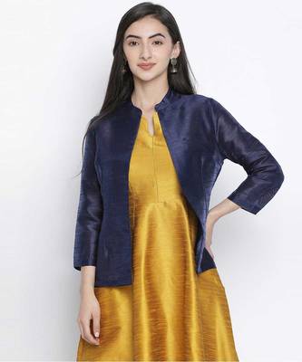 Navy laver bkue Dupion silk women shrug 1