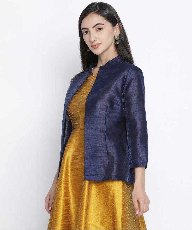 Navy laver bkue Dupion silk women shrug
