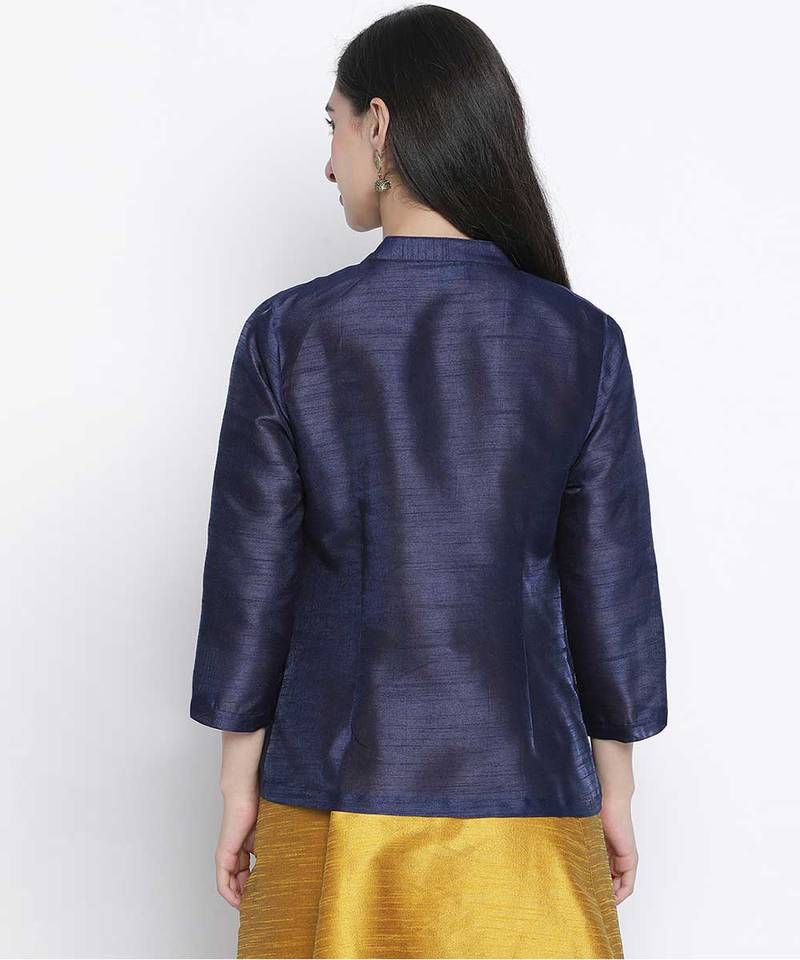 Navy laver bkue Dupion silk women shrug