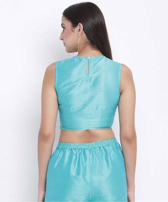 Mettalic Turq Dupion silk women crop top 4