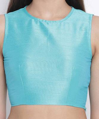 Mettalic Turq Dupion silk women crop top 5