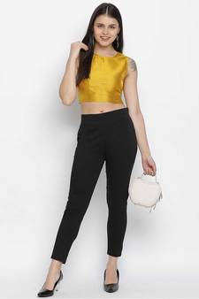 Shinner mustard Dupion silk women crop top