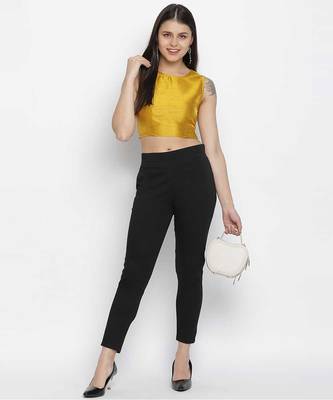 Shinner mustard Dupion silk women crop top 1
