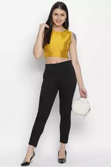 Shinner mustard Dupion silk women crop top