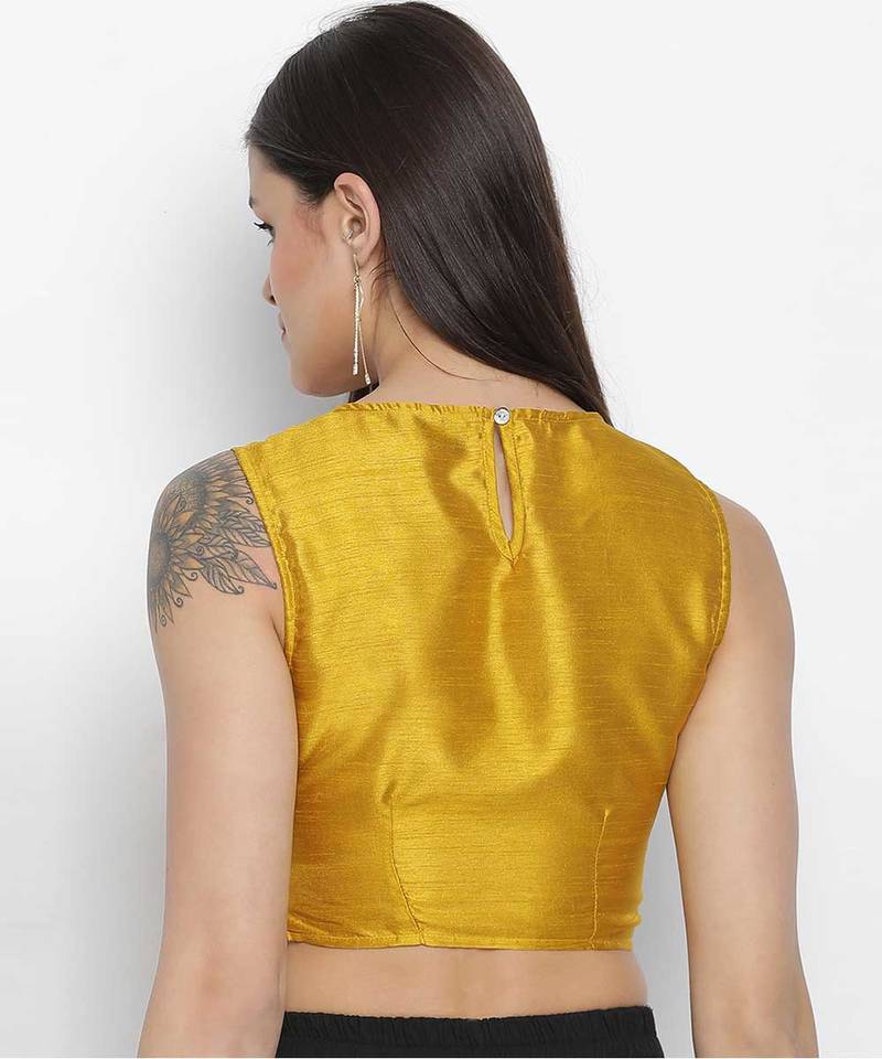 Shinner mustard Dupion silk women crop top