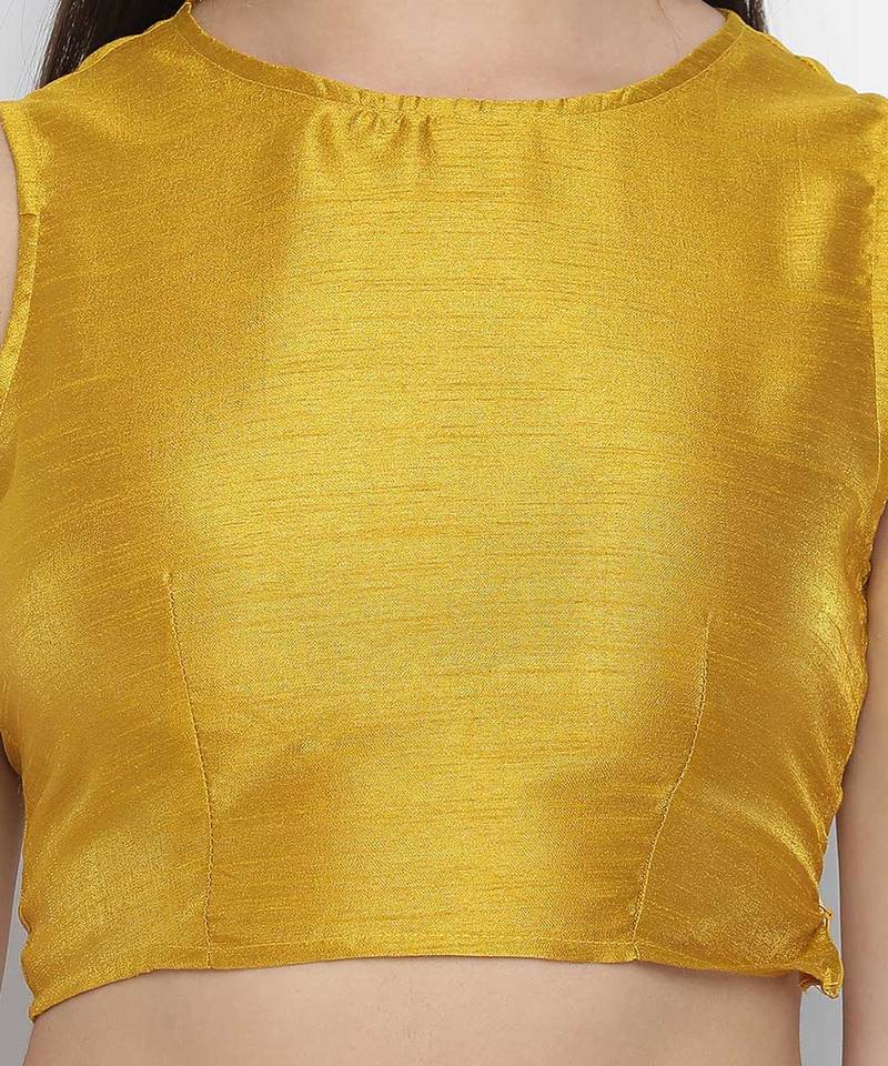 Shinner mustard Dupion silk women crop top