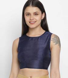 Vansic Navy blue Dupion silk women crop top