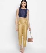 Vansic Navy blue Dupion silk women crop top