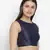 Vansic Navy blue Dupion silk women crop top