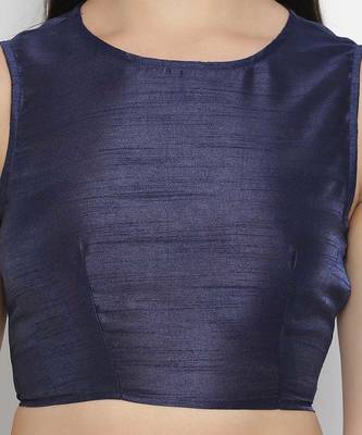 Vansic Navy blue Dupion silk women crop top 5