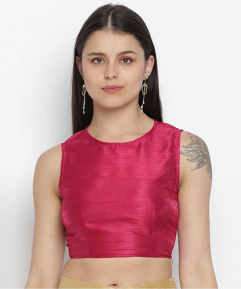 Elegant pink Dupion silk women crop top