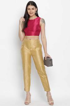 Elegant pink Dupion silk women crop top