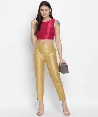 Elegant pink Dupion silk women crop top 1