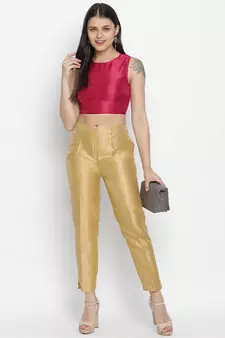 Elegant pink Dupion silk women crop top