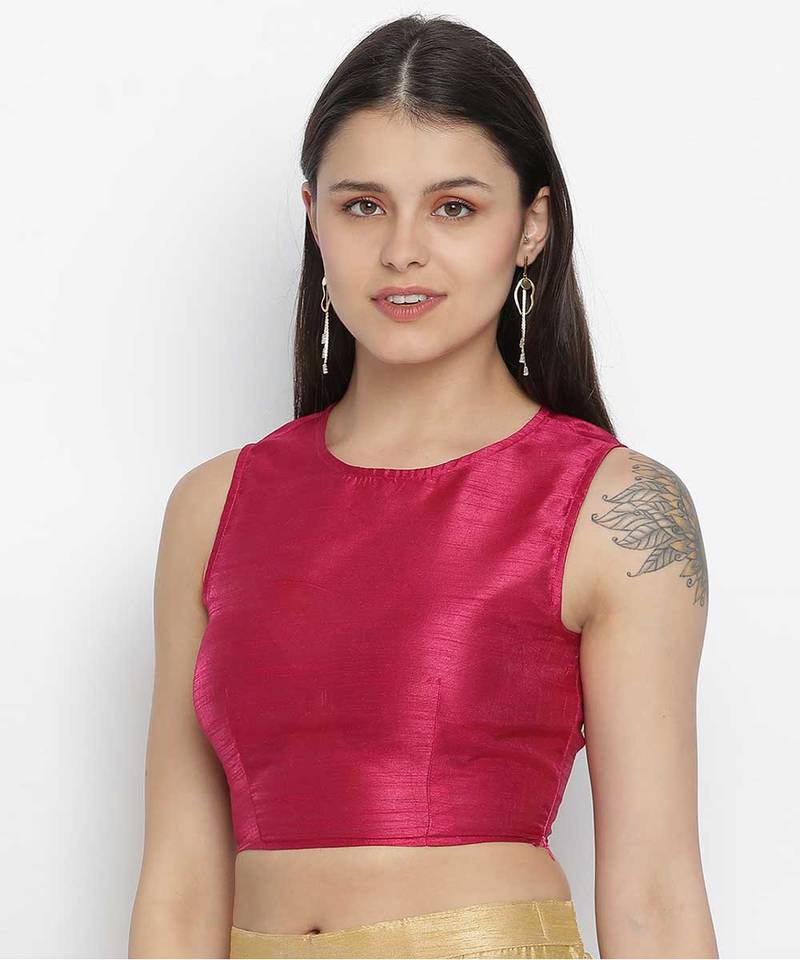 Elegant pink Dupion silk women crop top