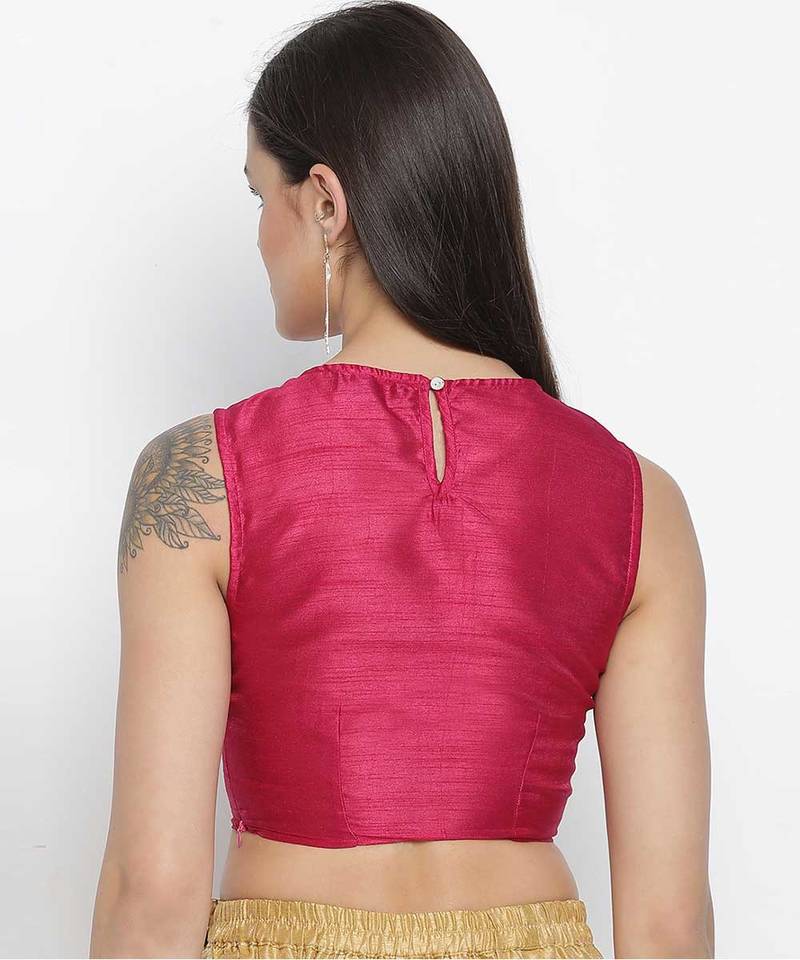 Elegant pink Dupion silk women crop top