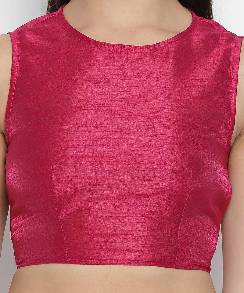 Elegant pink Dupion silk women crop top