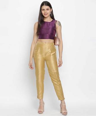 Tasor purple Dupion silk women crop top 1